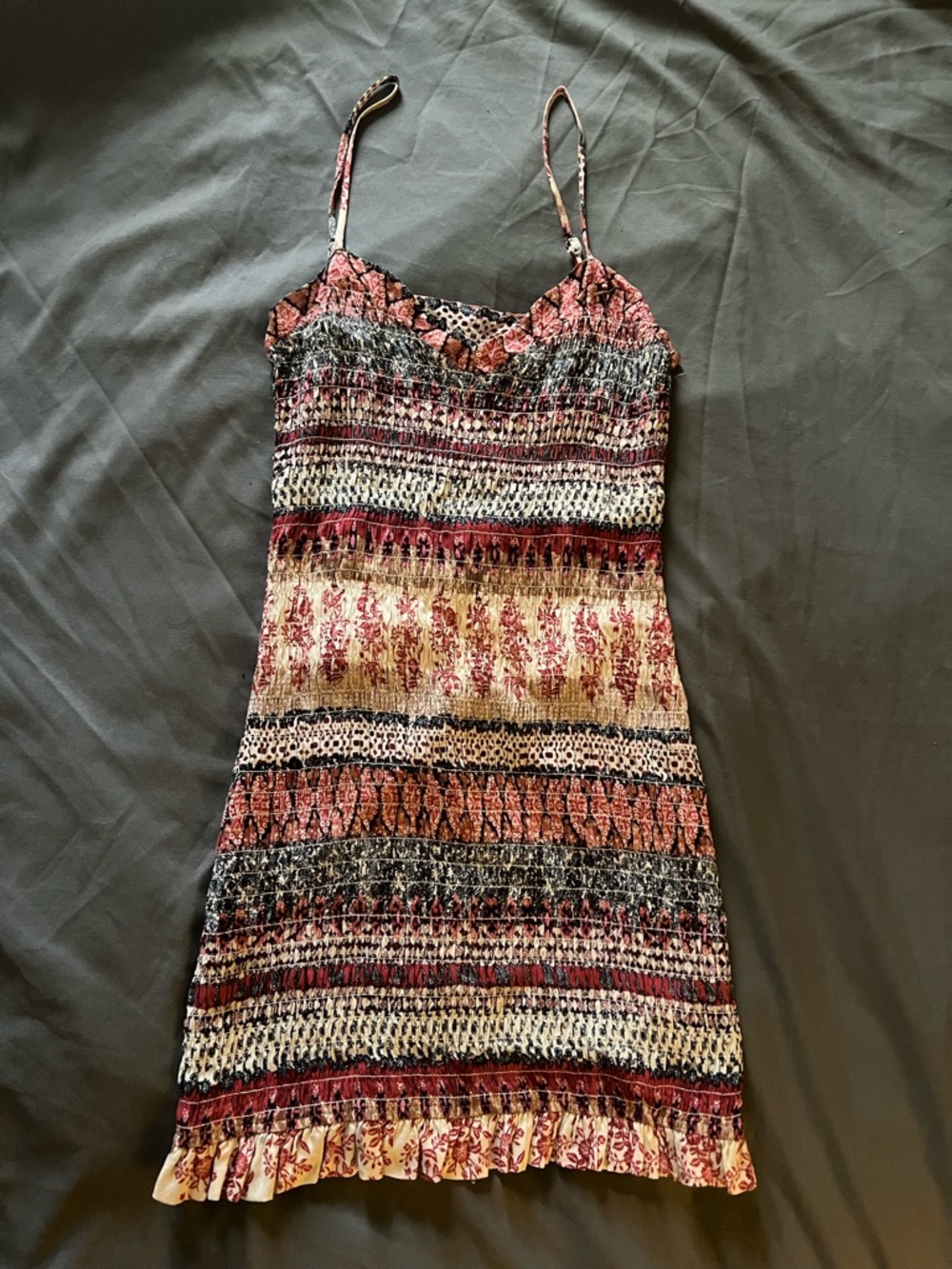 Floral Mix Print Spaghetti Strap Dress - Pink/Cream